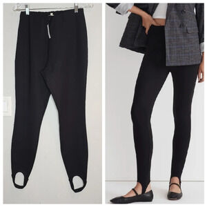 NWT Madewell Black Ponte Stirrup Leggings Women's Size large.